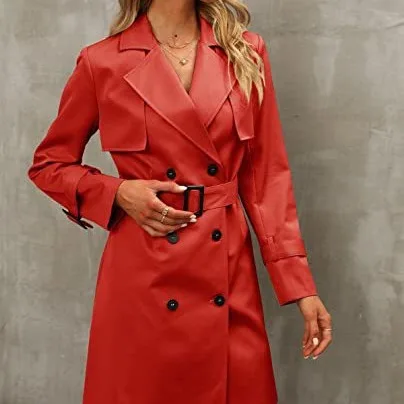 Windbreaker 2026 European and American popular winter and autumn women's double breasted fashionable casual windbreaker jacket