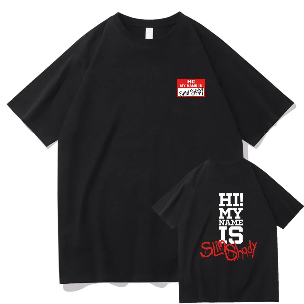

Summer men 's brand new hi my name is Slim Shady English printed T-shirt 100% pure cotton Vintage Harajuku style clothing