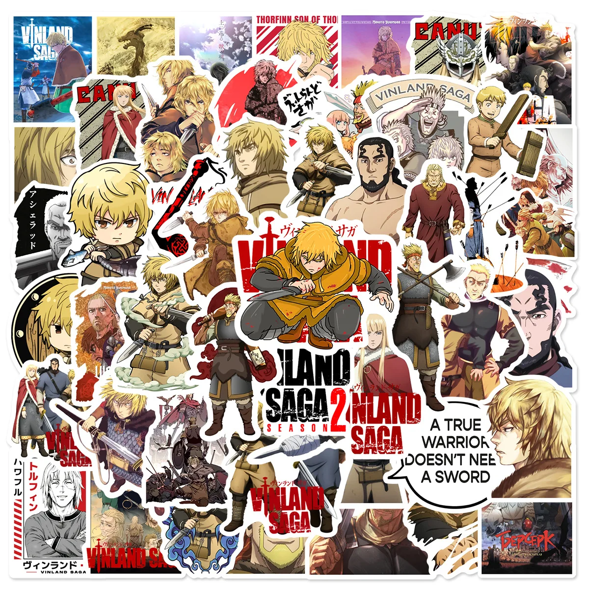 50PCS Anime Thorfinn Karlsefni Vinland Saga Stickers Toys Water Cup Notebook Luggage Decorative Sticker Chrismas Gift