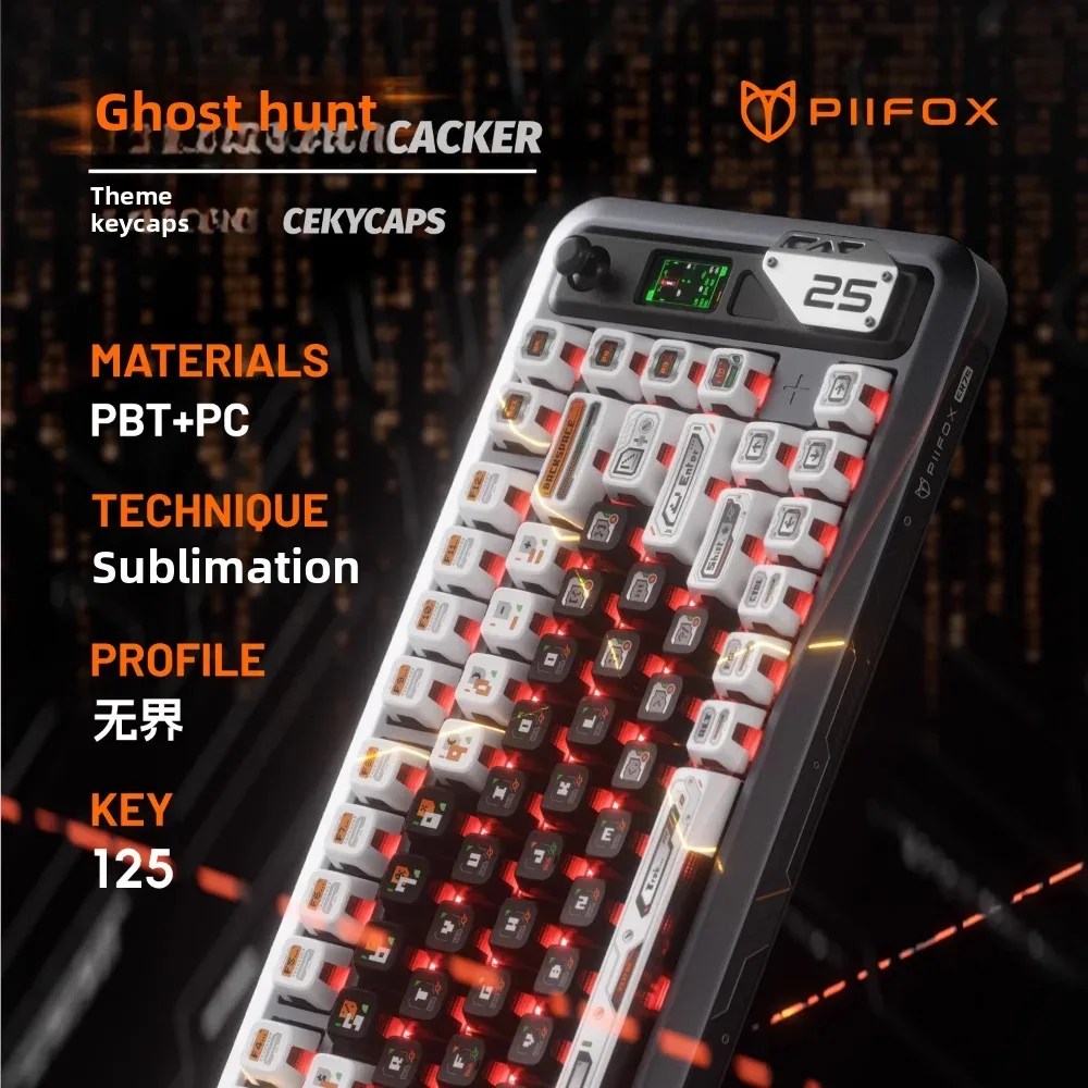 

PIIFOX Ghost Hacker, индивидуальные механические колпачки для клавиш, термосублимация, материал PBT, 125 клавиш, светопропускание, хороший вид