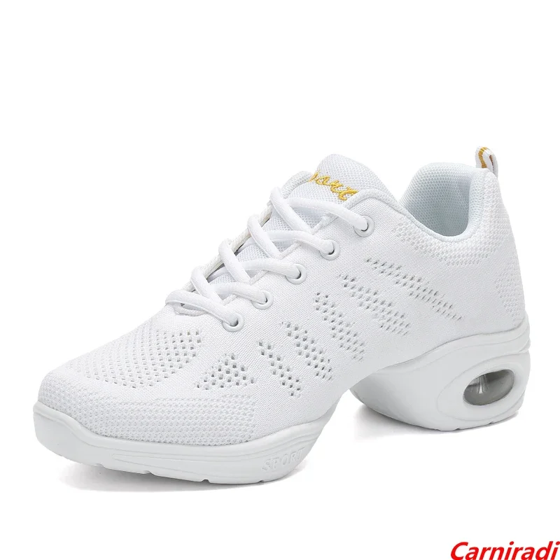 Zapatos de baile con amortiguación de fondo grueso para mujer, zapatillas deportivas suaves, informales de Jazz, cestas de entrenamiento, trotar,