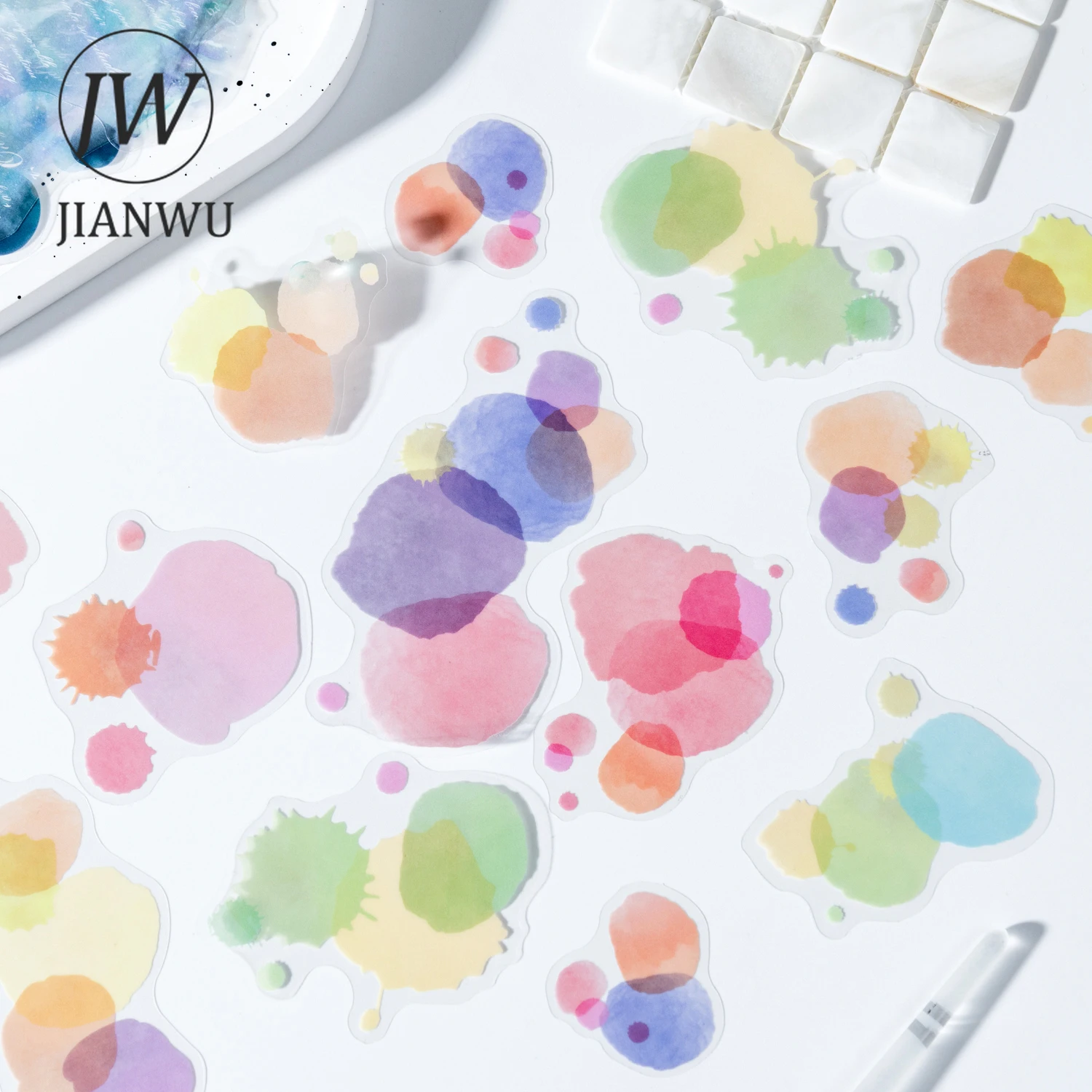 

JIANWU Crazy Color Series Vintage Watercolor Smudge Landscape Material Collage PET Sticker Creative Journal Scrapbook Stationery