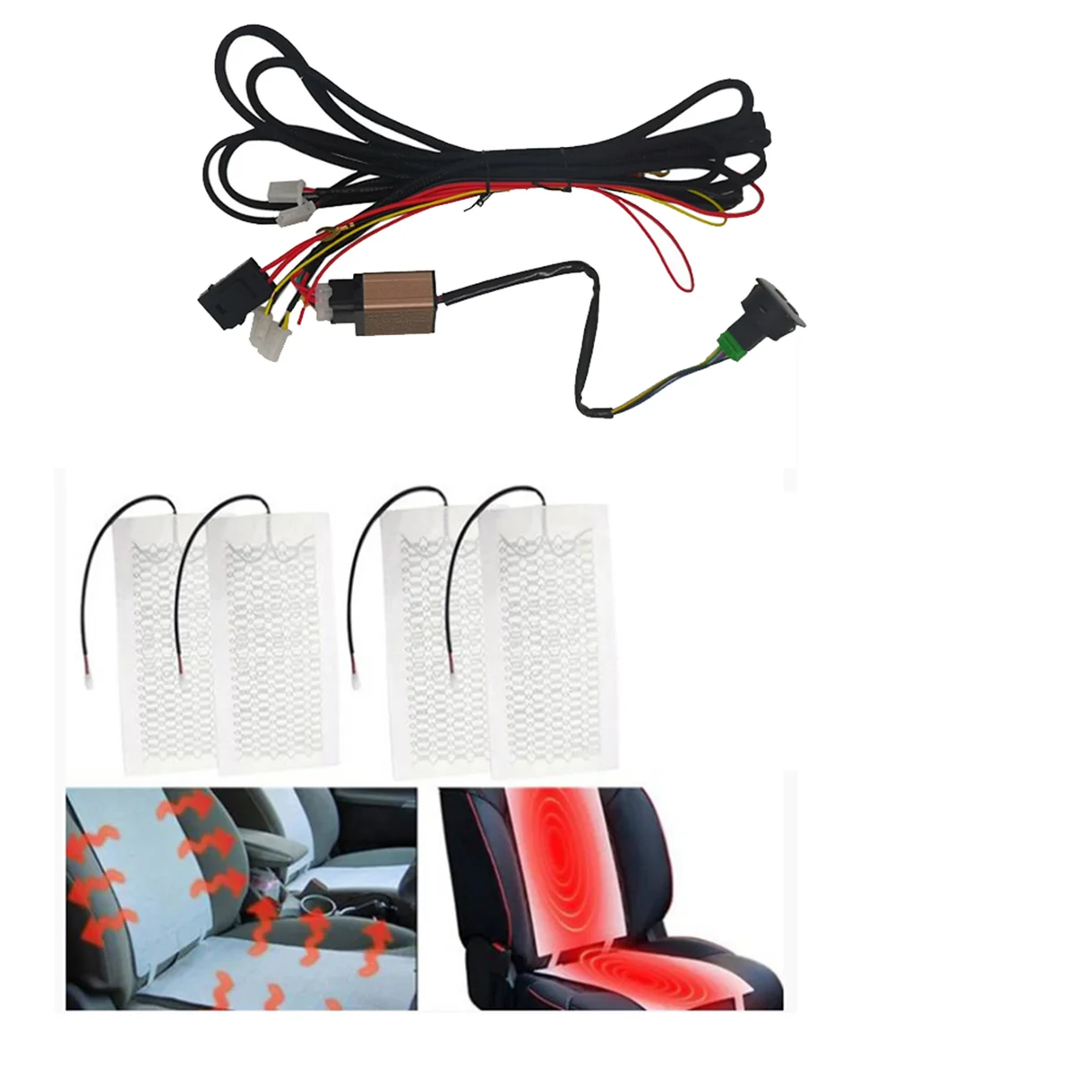 Car Seat Heater Universal 12V Carbon Fiber Car Seat Heat Pads Kit Digital Display Switch with Wiring