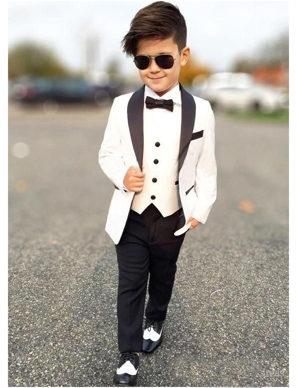 Flower Boys White Wedding Suit Kids Clothes Set Teenager Birthday Party 3PCS Tuxedo Dress Children Graduation Stage Costume
