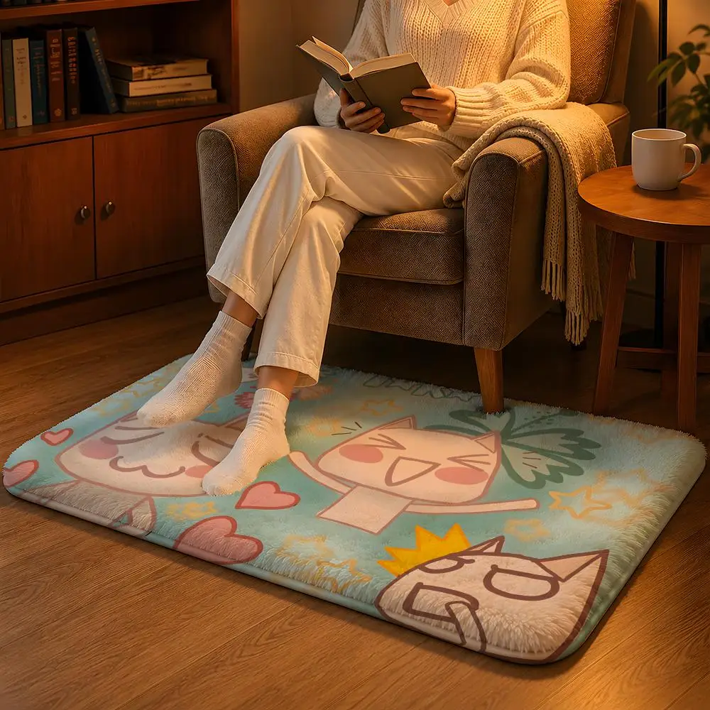 Kwaii Anime T-Toro Inoue Floor Mat Soft Flannel Non-Slip Rug Washable Floor Mat for Living Room Bedroom Home Decor