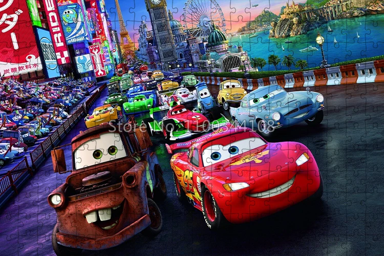 Disney Cartoon Lightning McQueen Cars Puzzel 300/500/1000 Stuks Legpuzzels Intelligentie Spel voor Kinderen Handgemaakte Speelgoed