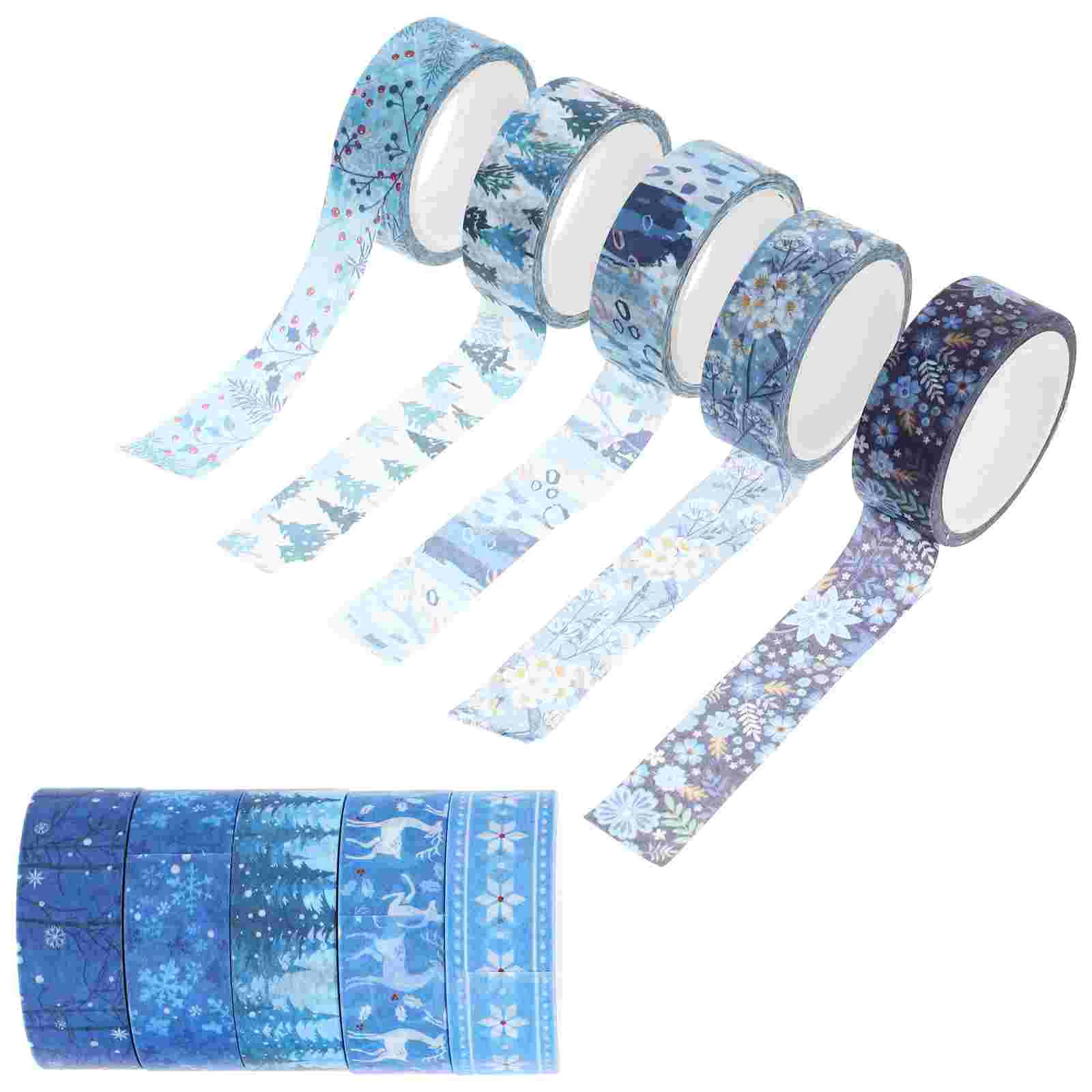 Wintermasking Tapes Washi Sneeuwvlok Kersthandboek Vakantiedecoratie (10 stuks) 5 meter/rol getextureerd papier