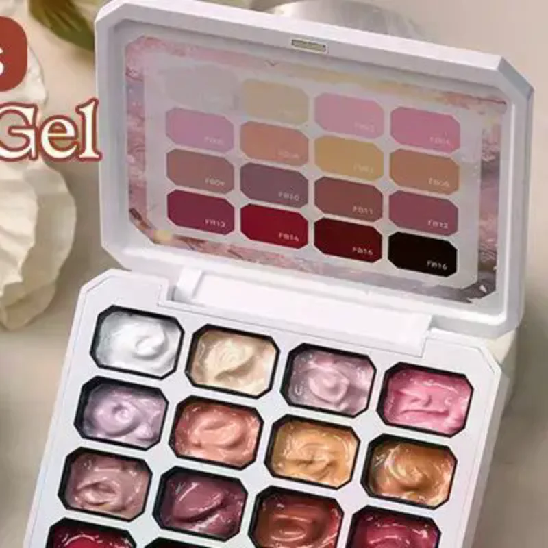 

16 Color Patting Nail Gel Polish Kit Painting Gel Palette UV/LED Curing For Gradient Nails Beginner Friendly DIY Manicure Set
