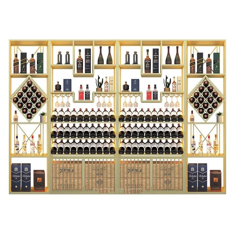 

Wine rack display cabinet wrought iron floor commercial rack