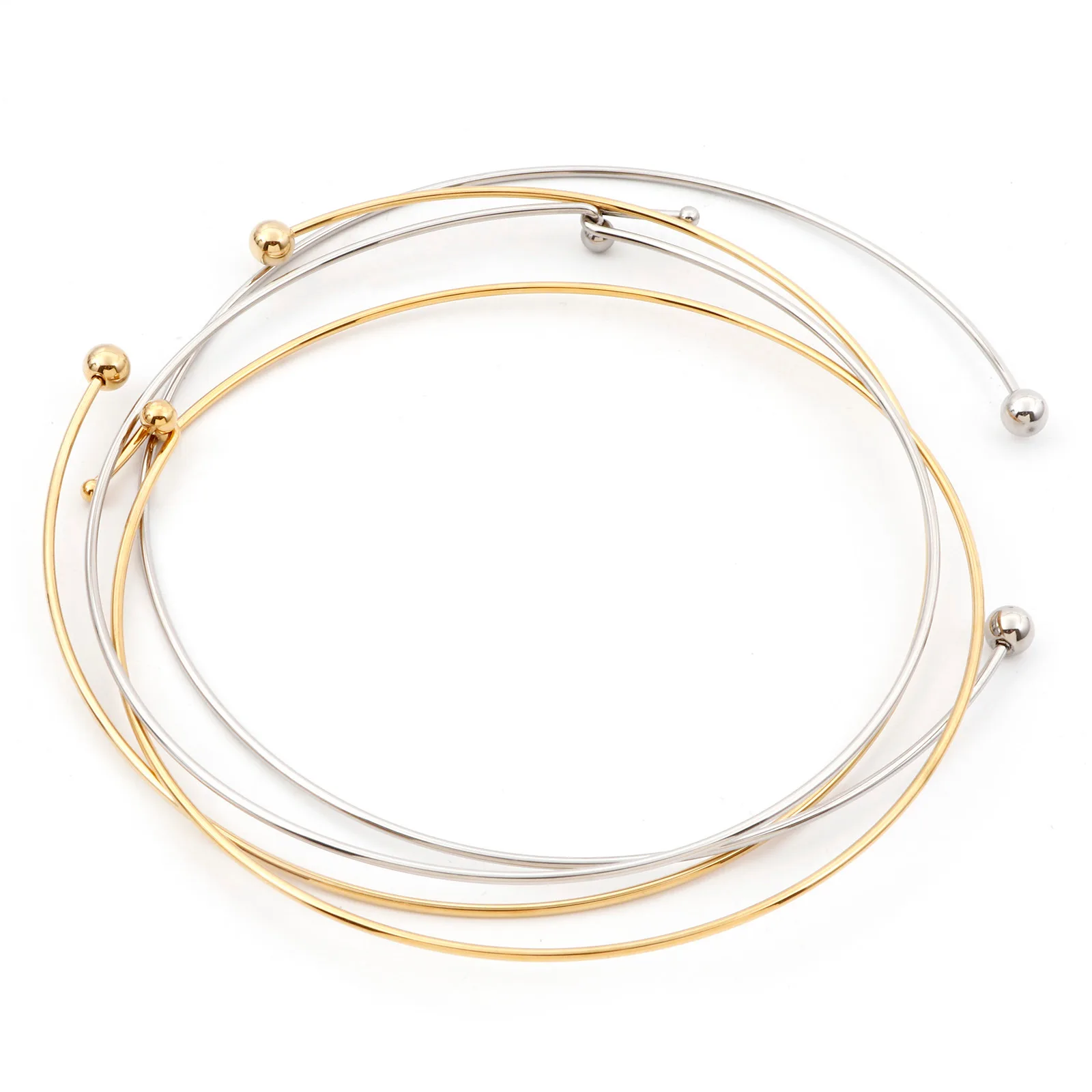 304 Edelstahl Kragen Hals Ring Halskette für Frauen DIY Halskette Party Schmuck Ergebnisse Geschenke 42/43cm(16 7/8 ") lang, 1 Stück – Detail 3