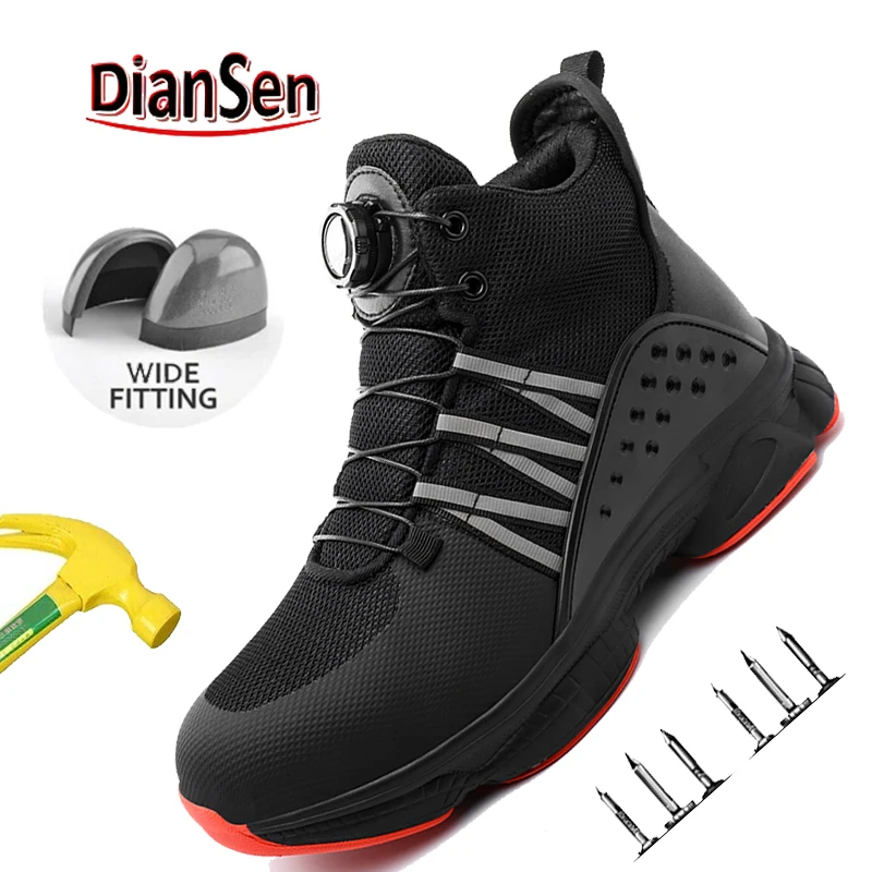 

Mens Work Safety Boots Indestructible Steel Toe Safety Shoes Anti-puncture Industrial Shoes Mens Hiking Boots Breathable Sneaker