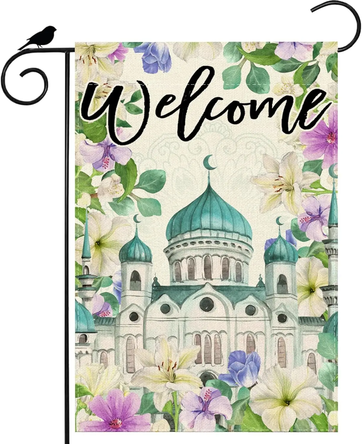 Welcome Castle Flowers Ramadan Mubarak Garden Flag 12x18 Inch Double Sided Small Mini Yard Flag Outdoor Outside Holiday Part PPM