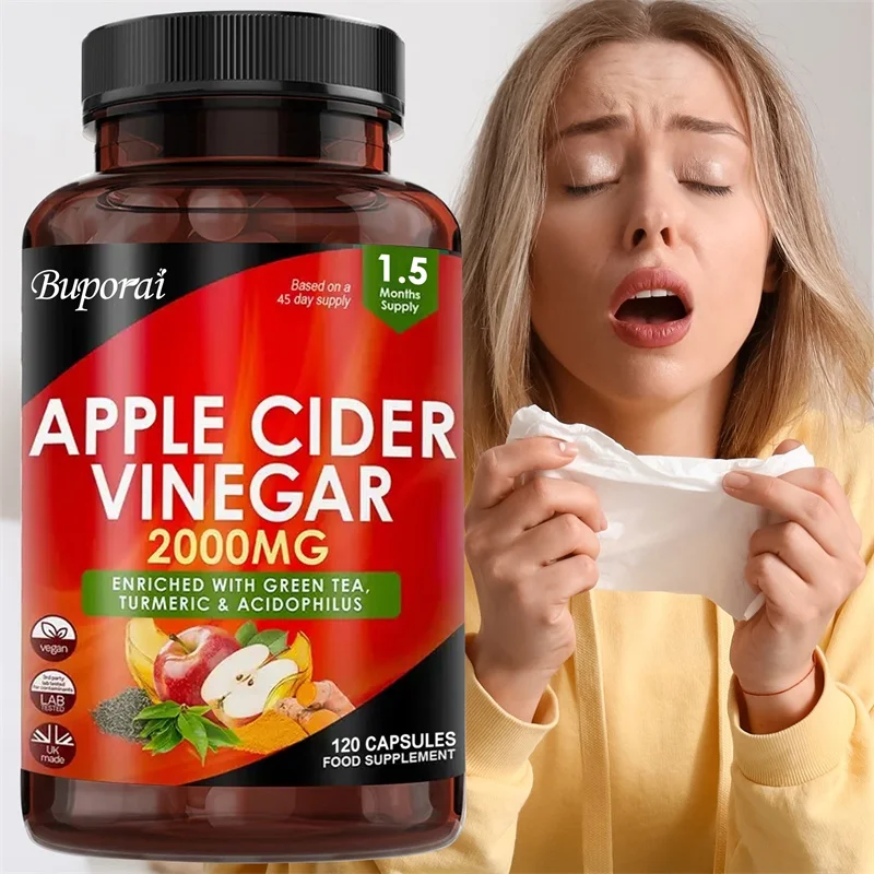 

Яблочный уксус 2000 мг - содержит зеленый чай для поддержки иммунной системы, улучшения здоровья кишечника и улучшения пищеварения.