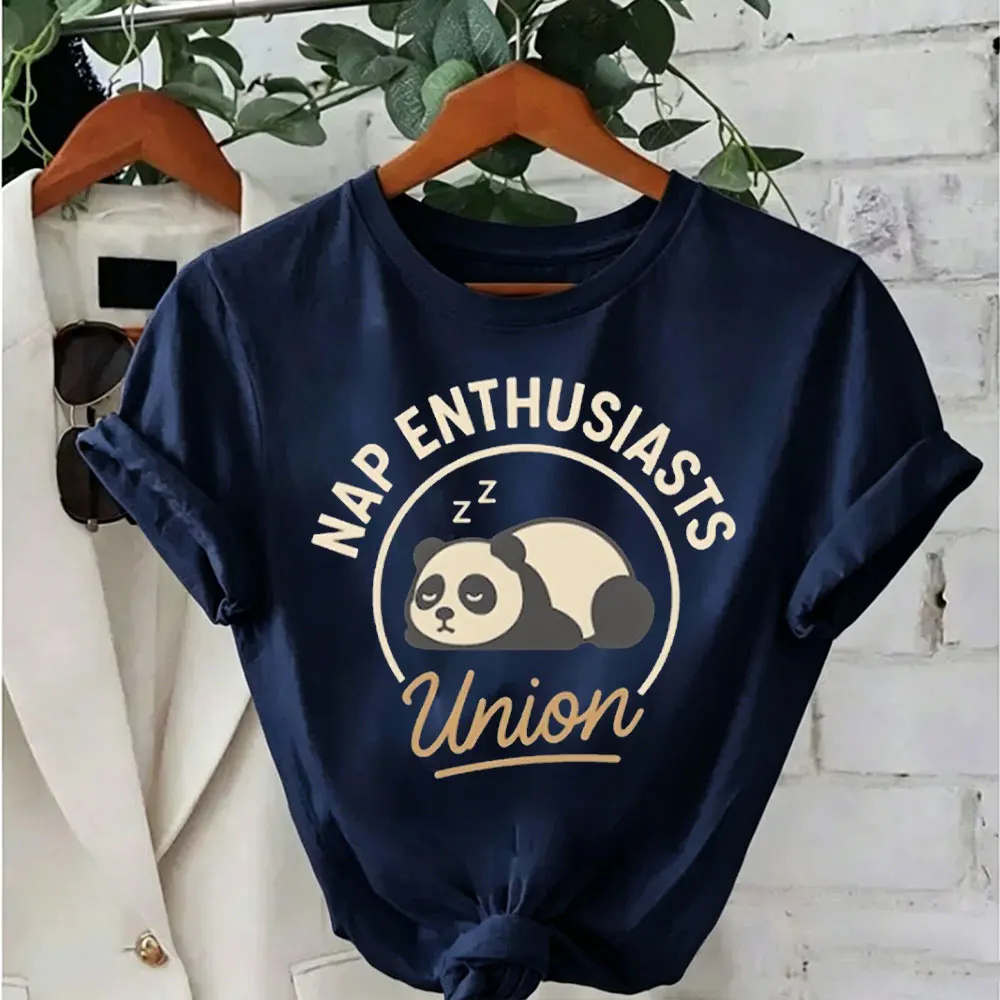 Nap Enthusiasts Union Shirt Panda Nap Lovers Tee Women Funny Sleep Club Tops Always Sleepy Graphic Tee Cute Panda Nap Tee