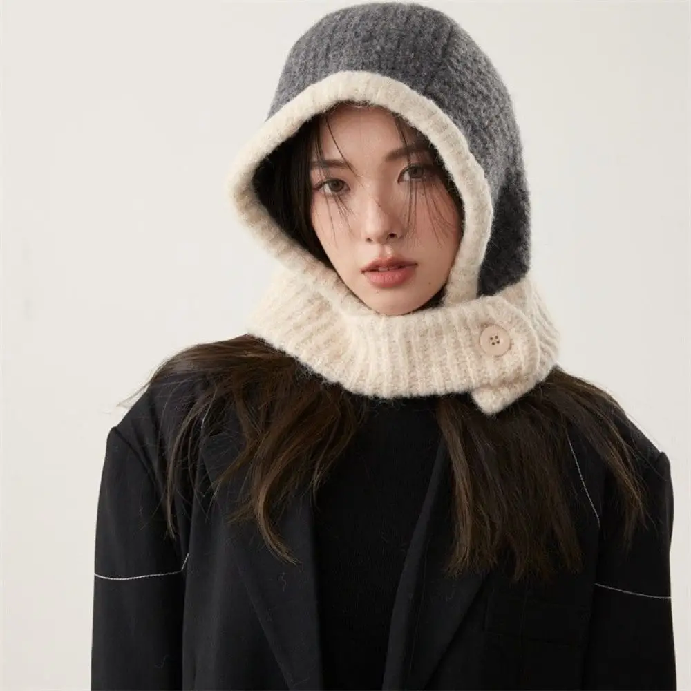 

Creative Pullover Hat Balaclava Hat Simple Thickened Knitted Hat Beanie Ear Protection Hat Outdoor