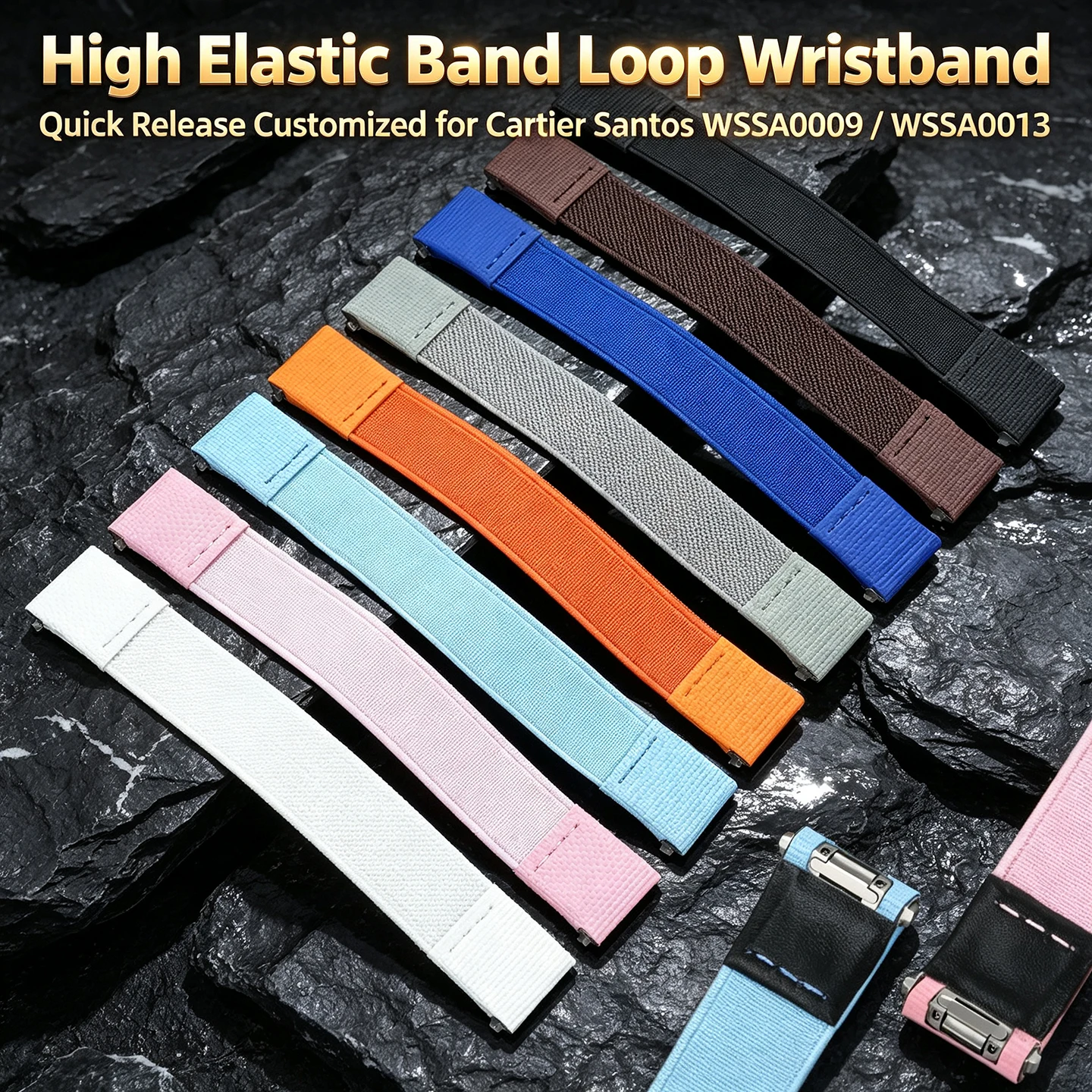 For Cartier Santos 19mm 21mm WSSA0009 WSSA0013 Watch High Elastic Band Loop Wristband Quick Release Customized Watch Strap
