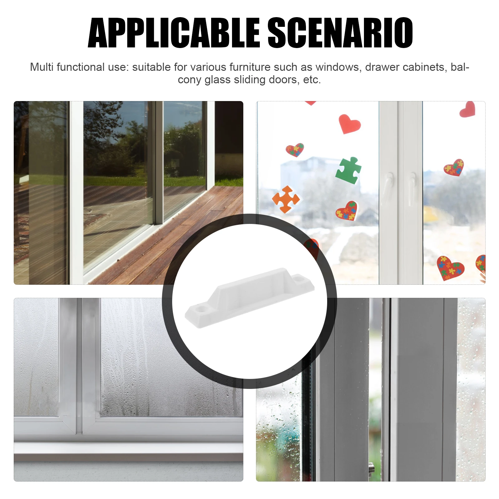 

4pcs Window Handles Thickened Cabinet Door Pulls Flush Mount White Glass Panel Child Safe Anti Slip Durability