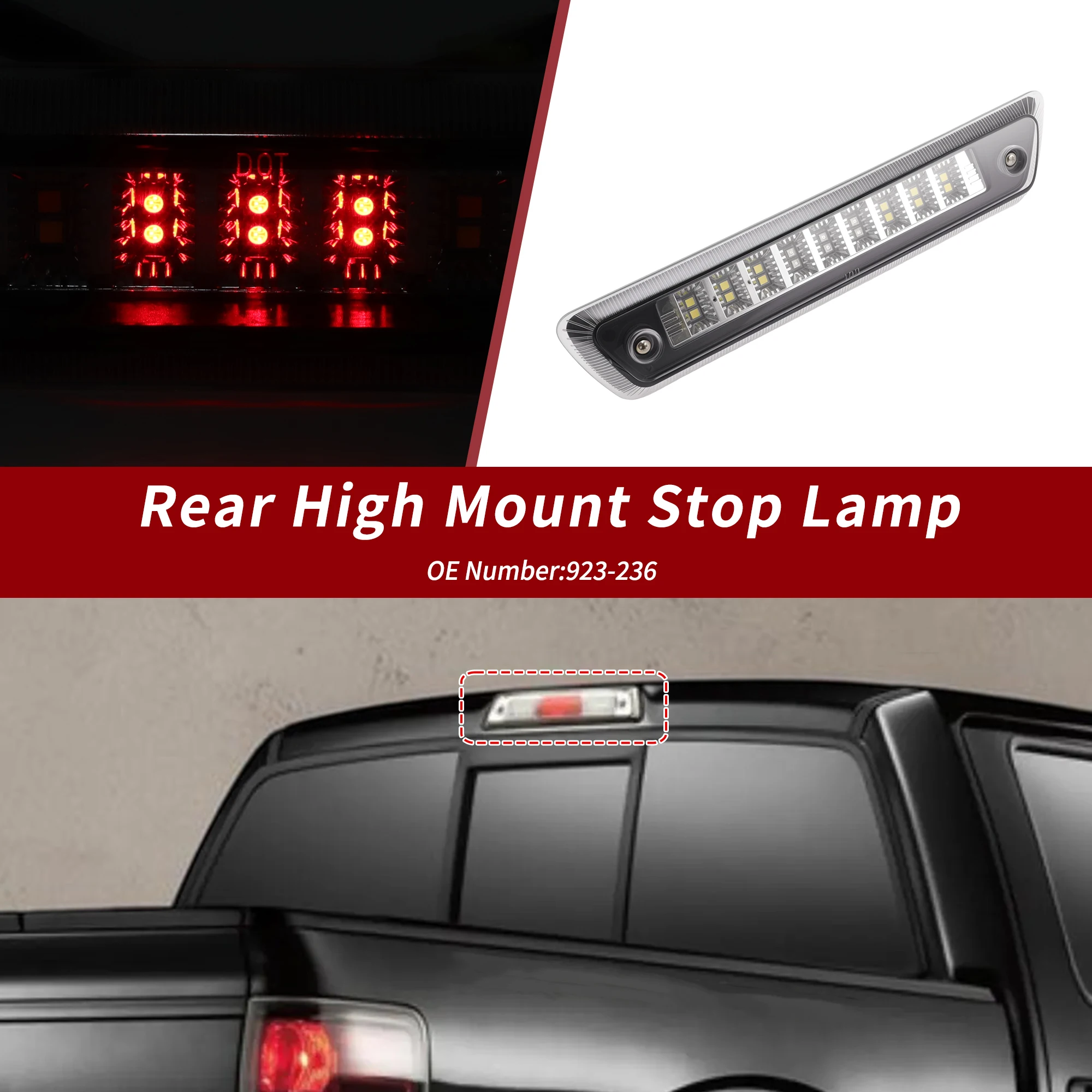 UXCELL High Mounted LED Third Brake Light for Ford F-150 200-2014 923-236