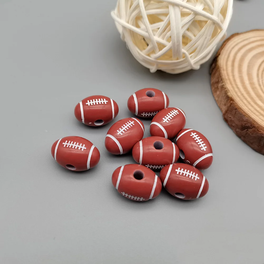 

100pcs Football Piercing Beads Acrylic Material Necklace Bracelet DIY Crafts Smooth Surface Jewelry Making Accessories