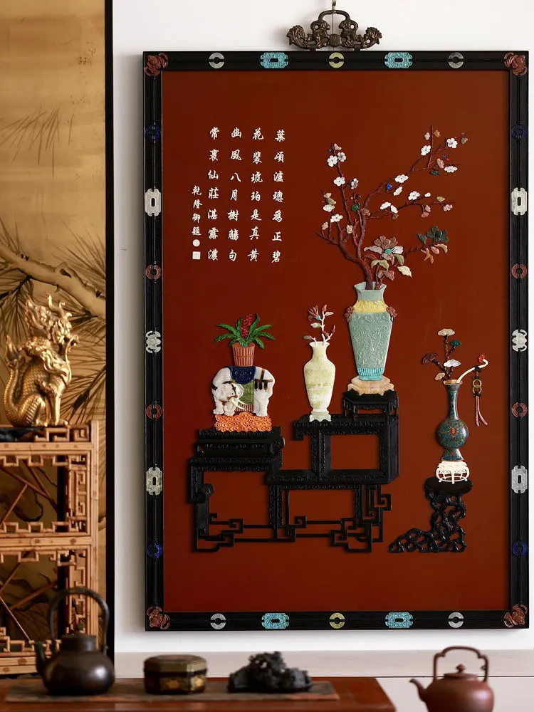Bogu Qingsupply Chinese style intangible cultural heritage treasure hanging screen indoor study cultural play decorationornament