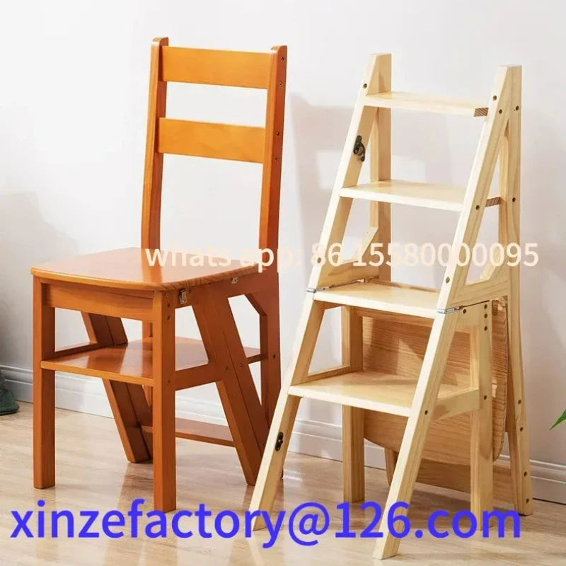 

Customizable Solid Wood Household Chair Folding Dual-use Ladder Stool