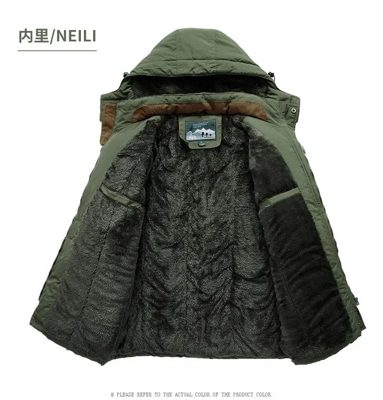 Nuovi uomini invernali parka con cappuccio Casual piumini lunghi in pile giacche con utensili caldi cappotti invernali maschili all'aperto di buona qualità taglia 5