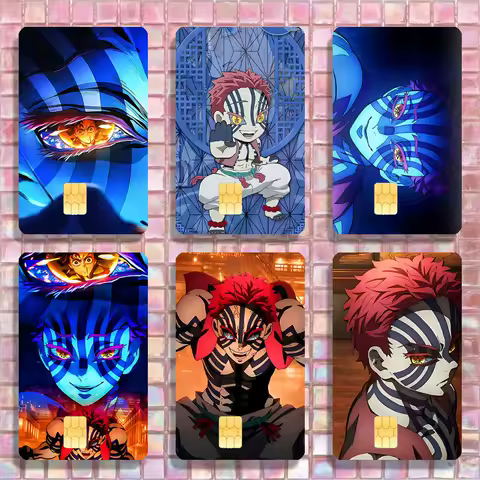 Akaza D-Demon S-Slayer Infinity Castle Stickers Credit Visa Debit Bank Charge Card Bus Metro Waterproof Sticker Decal Decoration