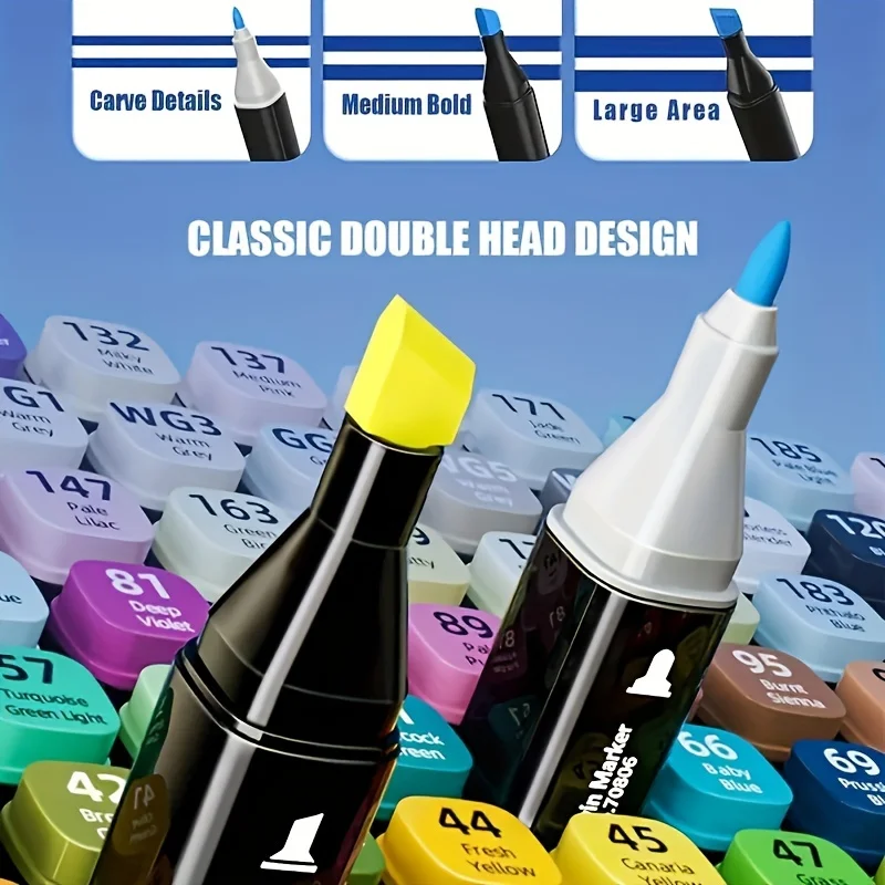 Professionelle Permanent-Skizzenmarker – farbiges Doppelkopf-Set für Kunstillustrationen und Schulbedarf – Detail 4