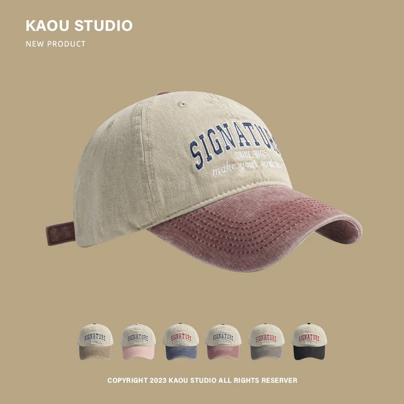 

Retro cap men's and women's spring new versatile sunshade niche color matching soft top baseball cap