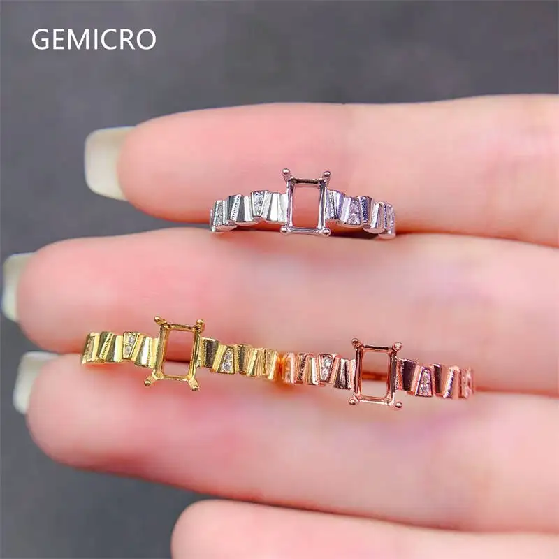 

4x6 мм прямоугольный камень DIY модное пустое кольцо из стерлингового серебра S925 изысканная бабочка дизайн очаровательные ювелирные изделия для женщин