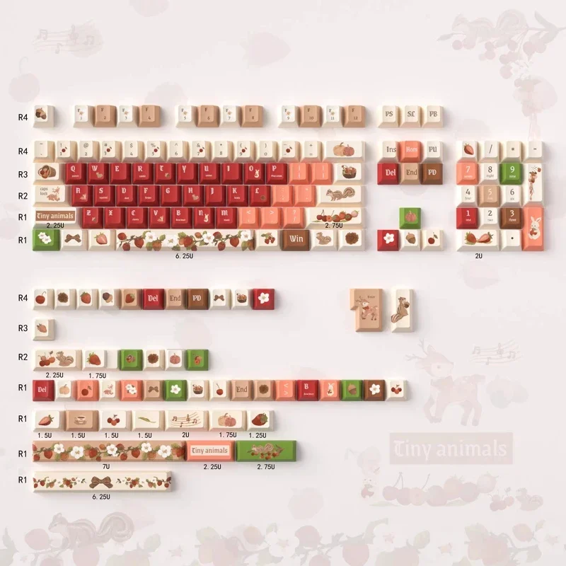 Hutan tema dalam Keycaps Set PBT sublimasi Cherry profil Keycaps untuk Keyboard mekanik aksesoris kustom topi Keyboard