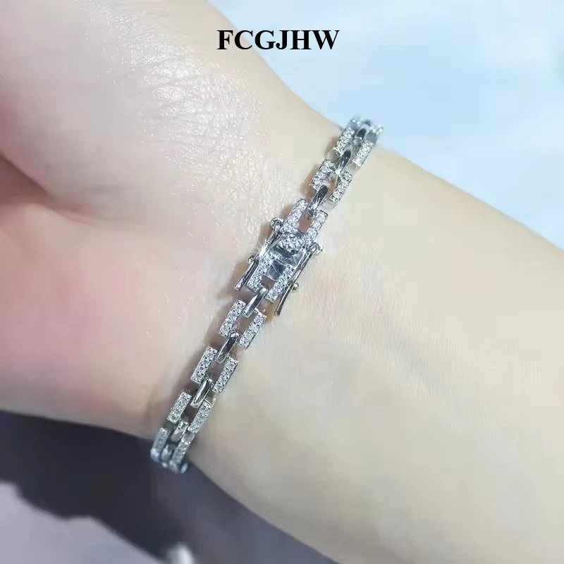FCGJHW D Color Moissanite Bracelets 100% S925 Silver Tank Chain GRA Diamond for Women Men Engagement Jewelry Gifts 2026