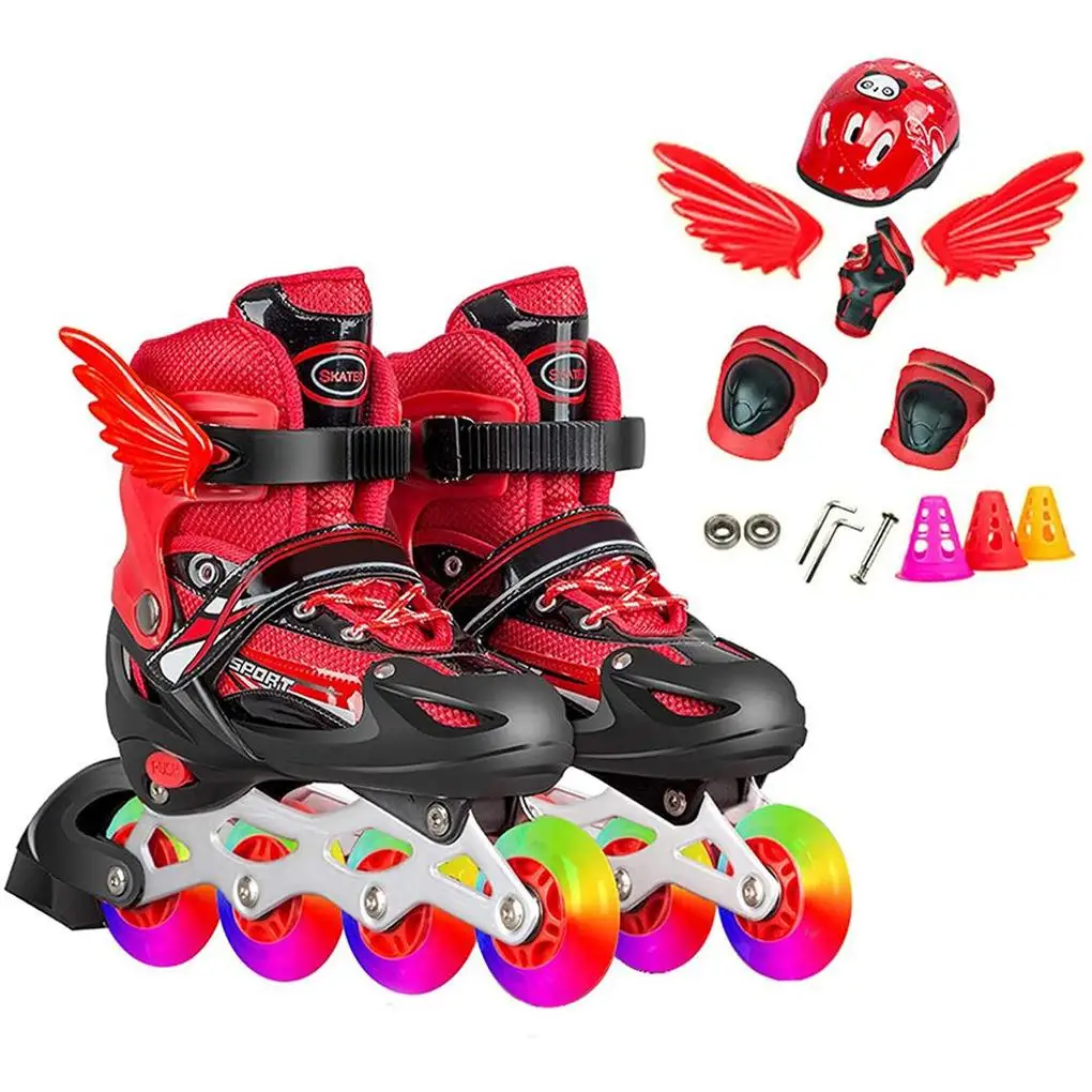 Children’s Skate Set Illuminating Roller Skates Comfortable Breathable Inline Skates