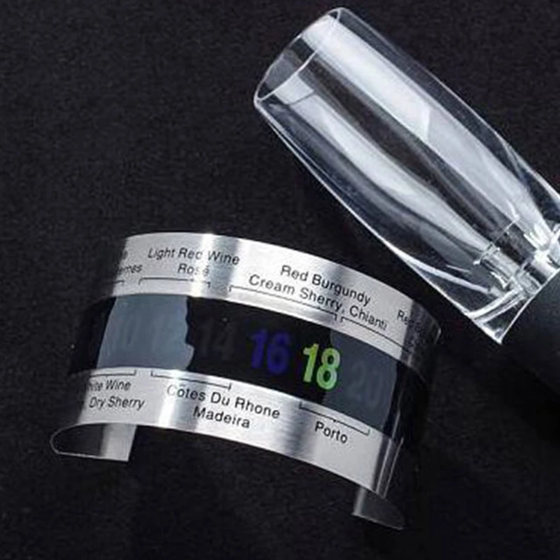 Stainless Steel Wine Thermometers Bracelet Thermometers with LCD Display