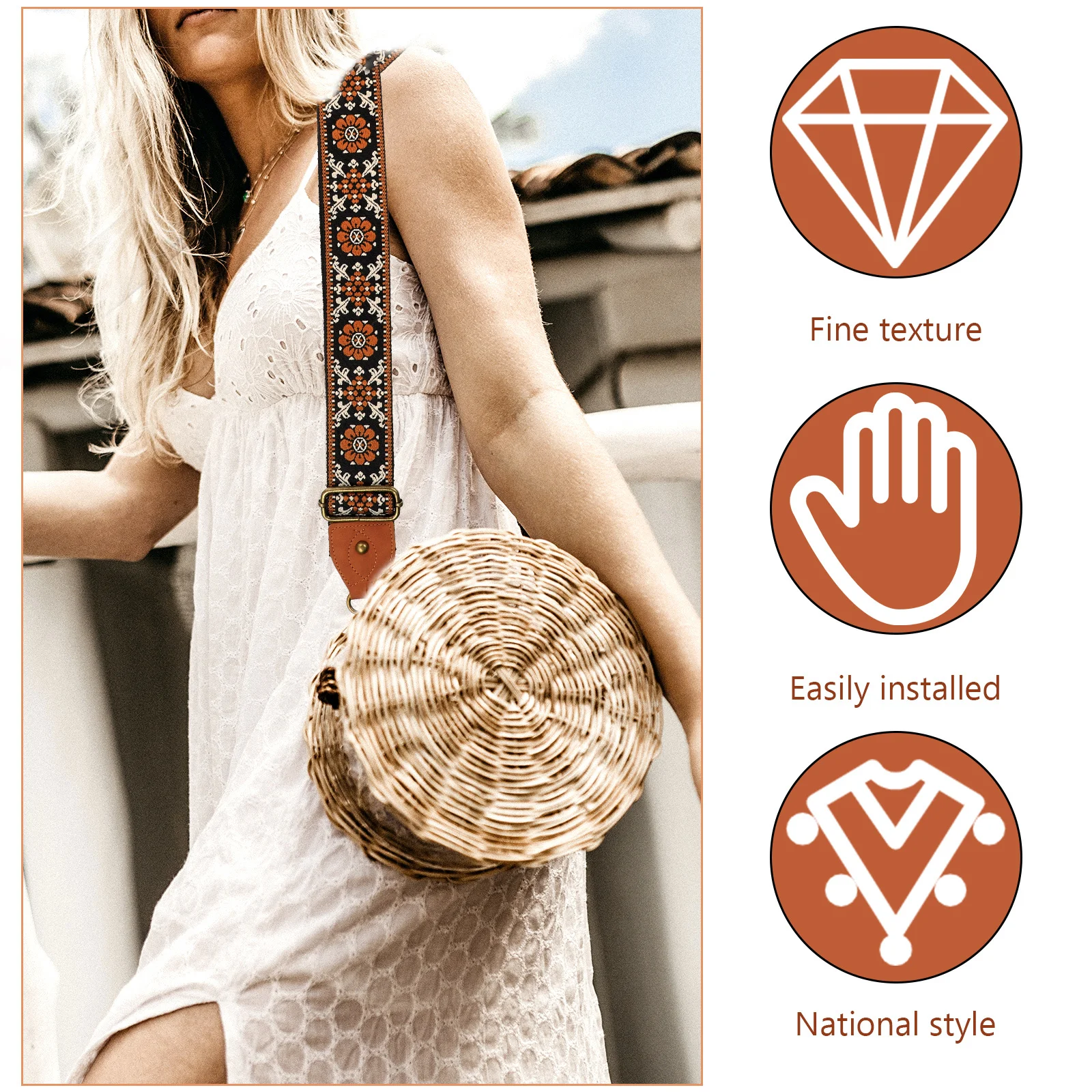 

Adjustable Crossbody Bag Strap Replacement Thickened Shoulder Alloy Buckles PU Ends Women Handbags Strap Bag Accessory