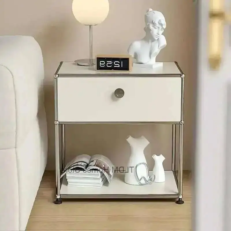 الفولاذ المقاوم للصدأ الحد الأدنى الإطار منضدة القرون الوسطى أثاث غرفة نوم حديثة السرير وحدة تخزين الصلب التلفزيون خزانة جانبية الجدول ز #3