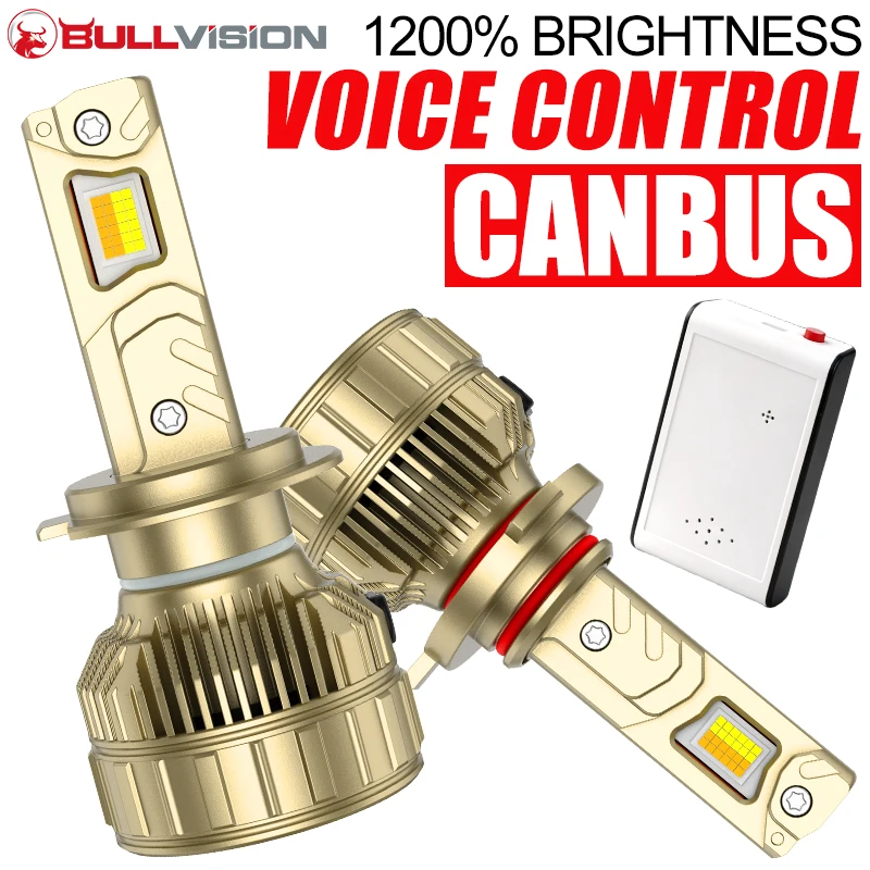 Voice Control H7 Car Headlight Bulbs H11 9005 Mini Turbo Headlight  HB3 9006 HB4 9012 LED Car Lights 3000K 4300K 6000K 3 Color