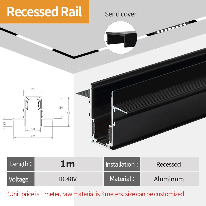 LED Magnetic Track Lighting System Accessories Magnet Rail Kit Living Room Kitchen 48v Transformer Power Supply Corner Connector