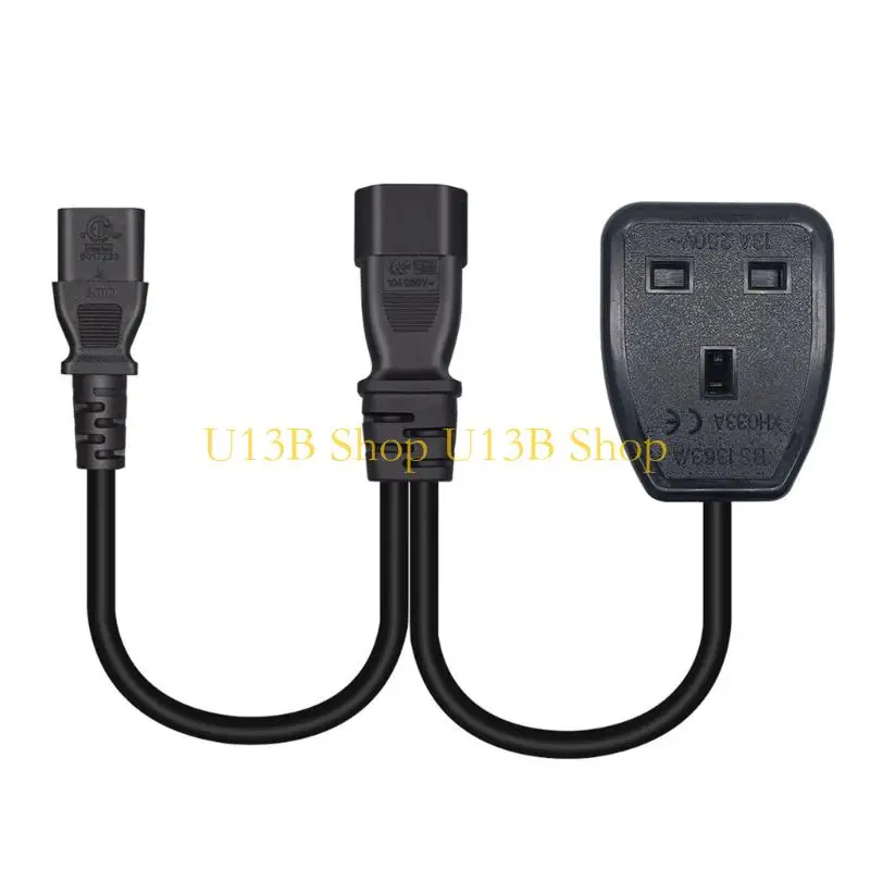 U13B 1ft/32 IEC320 C14 bis IEC320 C13+UK13A AC-Power-Verlängerungskabel-Adapterkabel