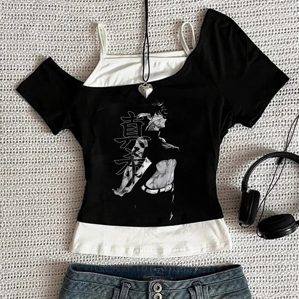 Satoru Gojo crop top ladies streetwear japan alternative  y2k manga shirt cheap japan dollette kawaii cute