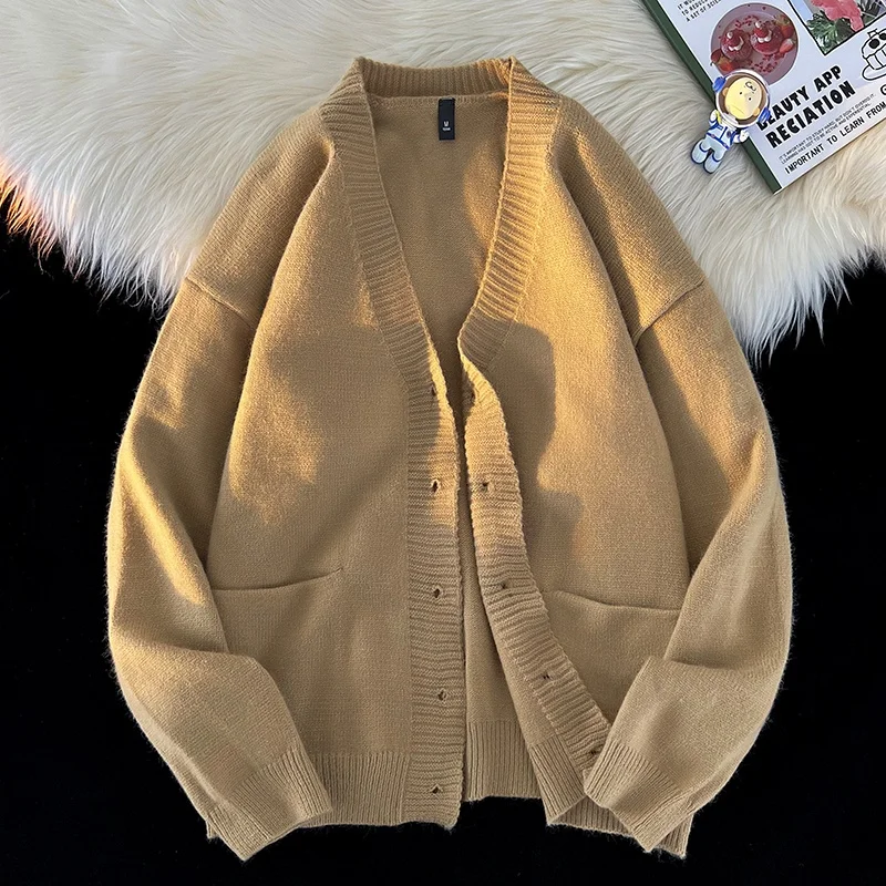 Autumn and Winter New Korean Fashion Versatile Casual Cardigan Ribbed V-neck Sweater Jacket Men's Light Jacquard Design Jacket