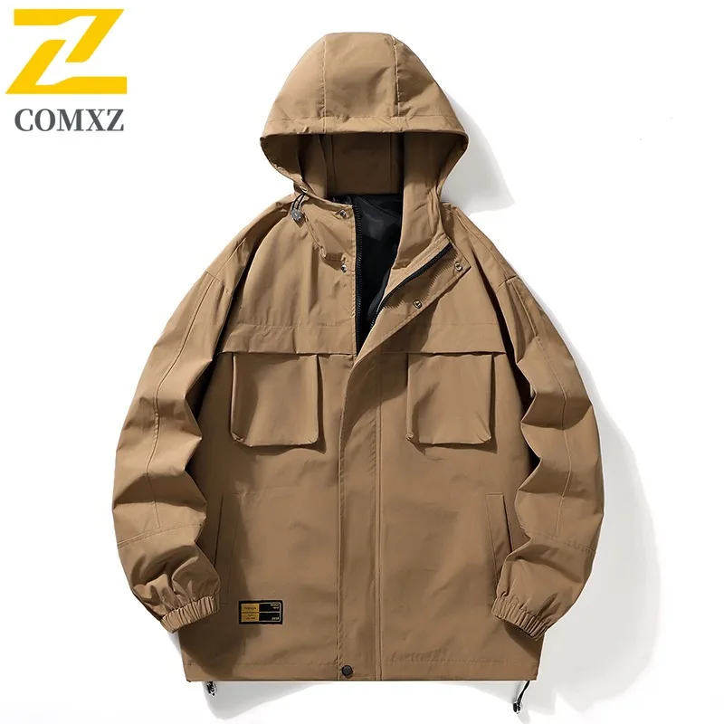 

COMXZ Men Jacket Classic Hooded Outdoor Mountaineering Windproof Lightweight Coat Fashion Camping Comfortable Autumn Coats
