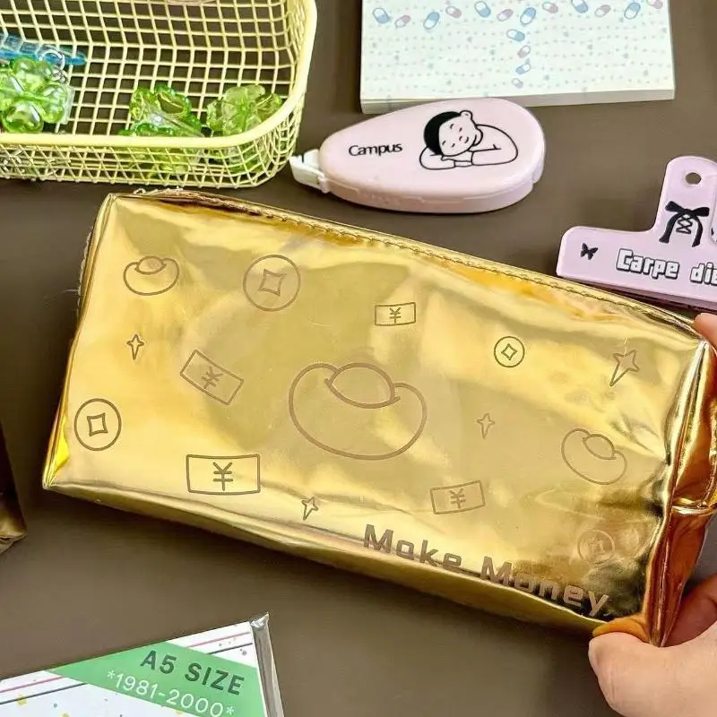 مقلمة محاكاة ذات شريط ذهبي - منظم قرطاسية بتصميم عتيق بسعة كبيرة، حقيبة تخزين متعددة الوظائف مع موضوع ثقافي #4