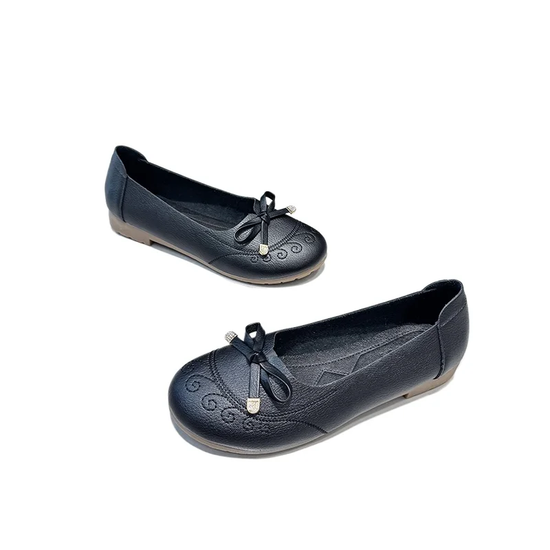 

2026 New Spring Autumn Genuine Leather Shoes Women Butterfly-knot Loafers Women Flats Ballet Autumn Casual Flat Shoes Woman
