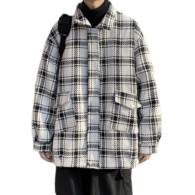 

2025 Spring Checkered Jacket Men's Korean Edition Trendy Youth Handsome Loose Casual Student Versatile Jacket