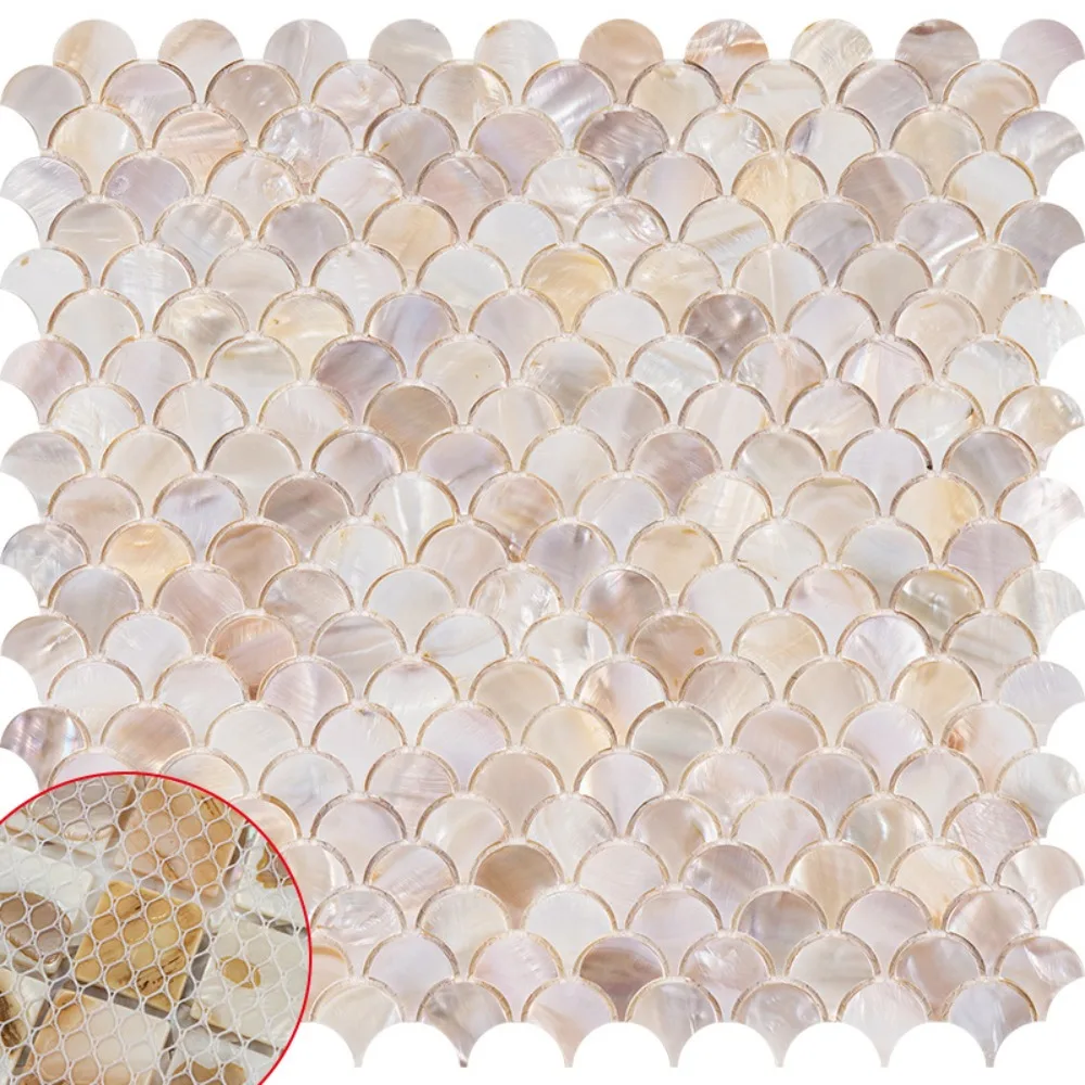 Versatile Shell Mosaic Tile Dyed Eco-friendly Fish Scale Tile DIY Waterproof Mosaic Wall Art Bathroom Wall