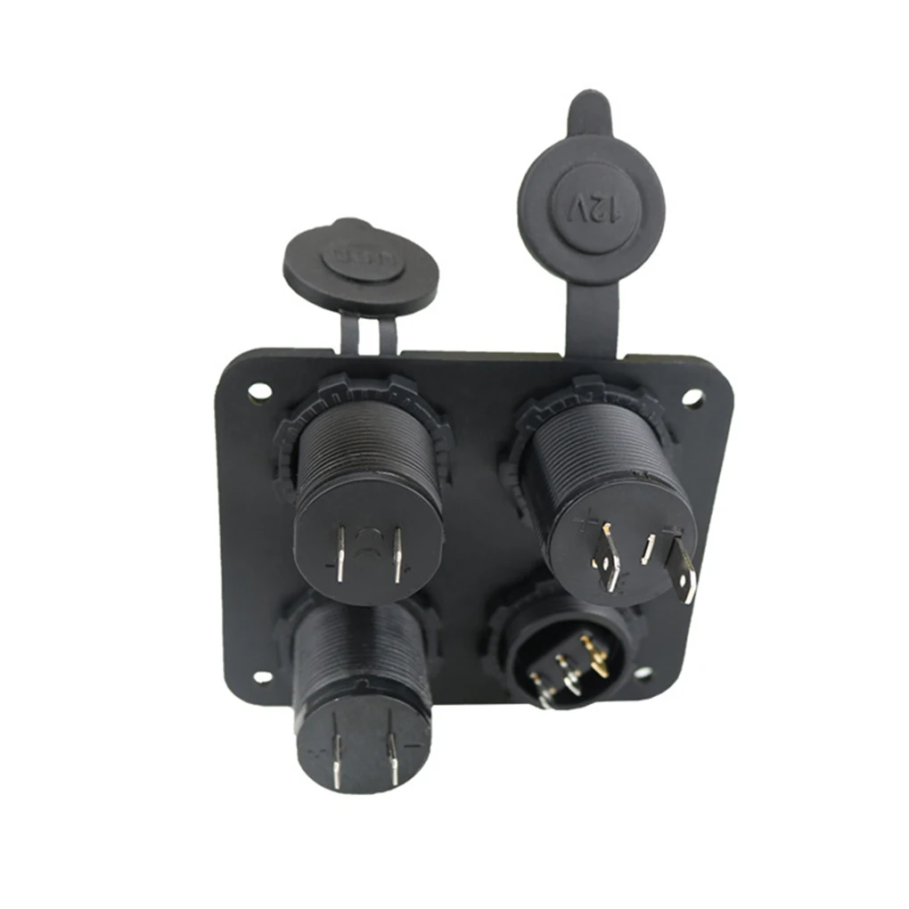 

Black Small-size Dual USB Socket Charger Switch For LED Volt Power Outlet 4 Function Panel