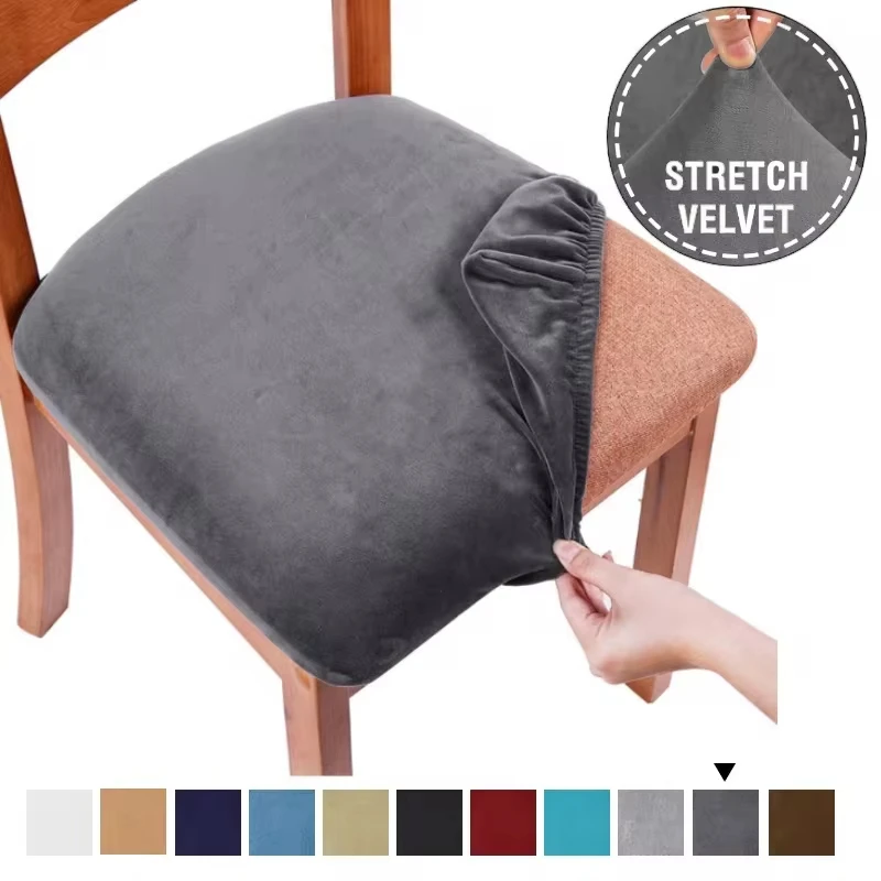 Fundas de comedor con cojín de asiento súper suave de tela de terciopelo, fundas elásticas para silla, fundas para Hotel, banquete, sala de estar, fundas para sillas