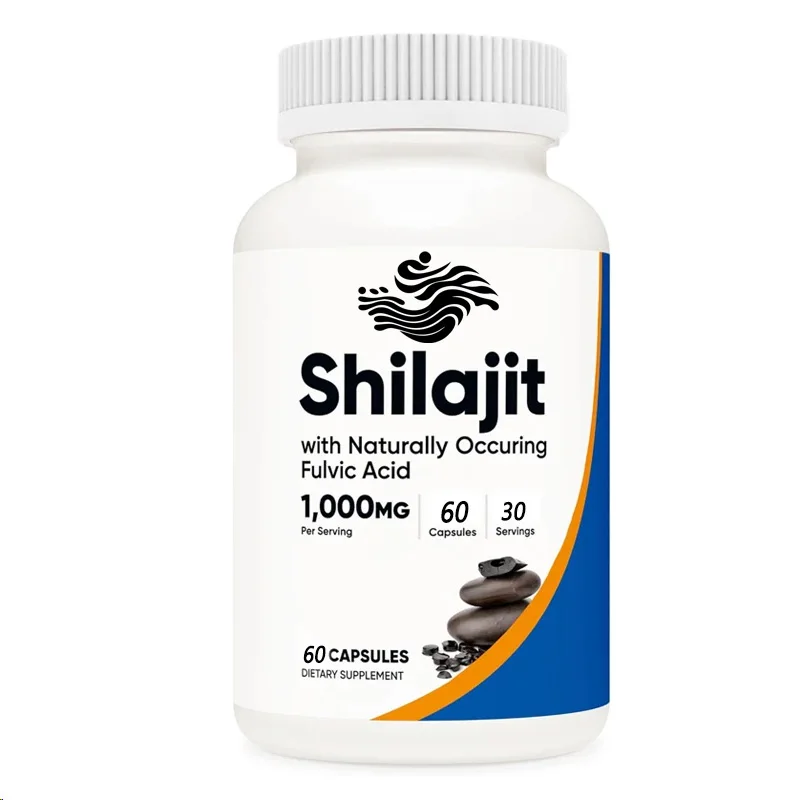 Each 1000mg 60 Capsules Shilajit Extract Contains Natural Fulvic Acid, Gluten Free, Non Gmo, Vegetarian Dietary Supplement