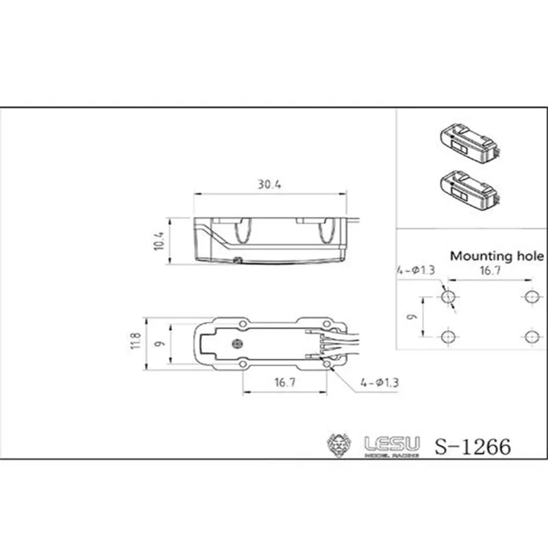 LESU Kunststoff-Rücklicht LED für 1/14 RC Flachbett-Traktor-LKW-Modell Tamiya DIY Auto-Teile Spielzeug für Erwachsene Th19415-Smt3 – Detail 1